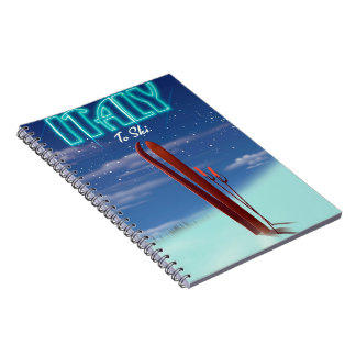 Italy 'Ice' Ski travel poster. Notebook