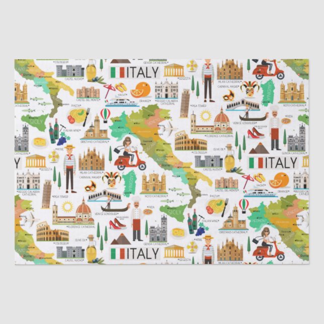  Italy Icons Design Tissue Paper (Front)