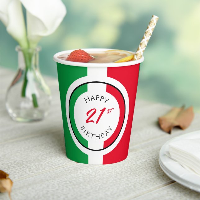 Italy Italia Italian Flag Happy Birthday Paper Cups (Insitu)