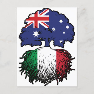 Italy Italian Australian Australia Tree Roots Flag Postcard