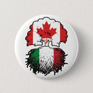 Italy Italian Canadian Canada Tree Roots Flag 2 Inch Round Button