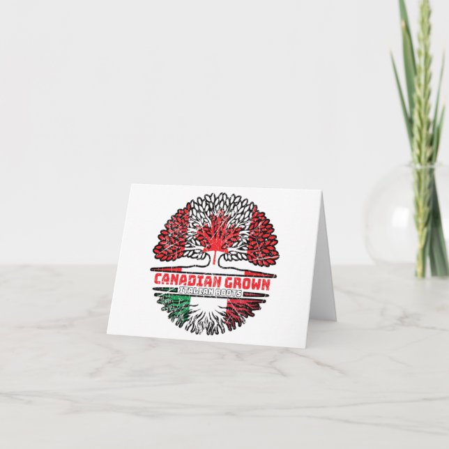 Italy Italian Canadian Canada Tree Roots Flag Card (Front)