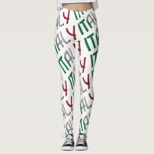 Italy Italian Flag Colours Typography Pattern Leggings