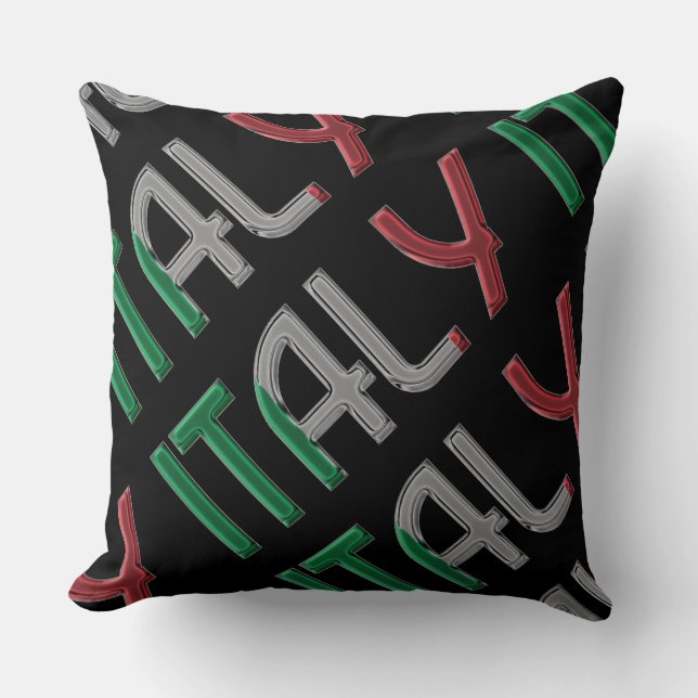 Italy Italian Flag Colours Typography Souvenir Throw Pillow (Front)
