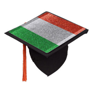 Italy Italian Flag Graduate Graduation Glitter Cap Topper