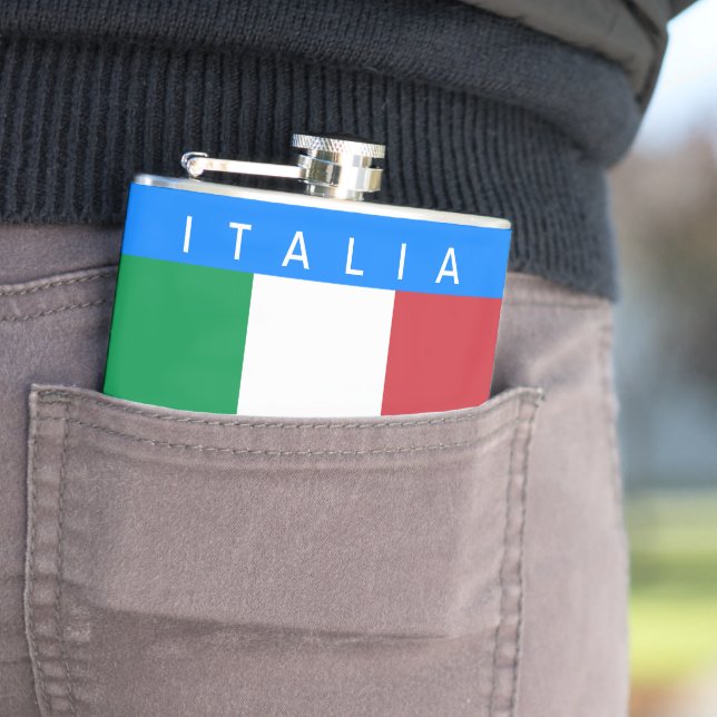Italy - Italian Flag Hip Flask (In Situ)