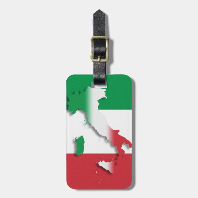 Italy Italian Flag Luggage Tag with Leather Strap (Front Vertical)