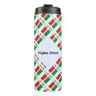 Italy Italian Flag Tiled Black Personalization Thermal Tumbler