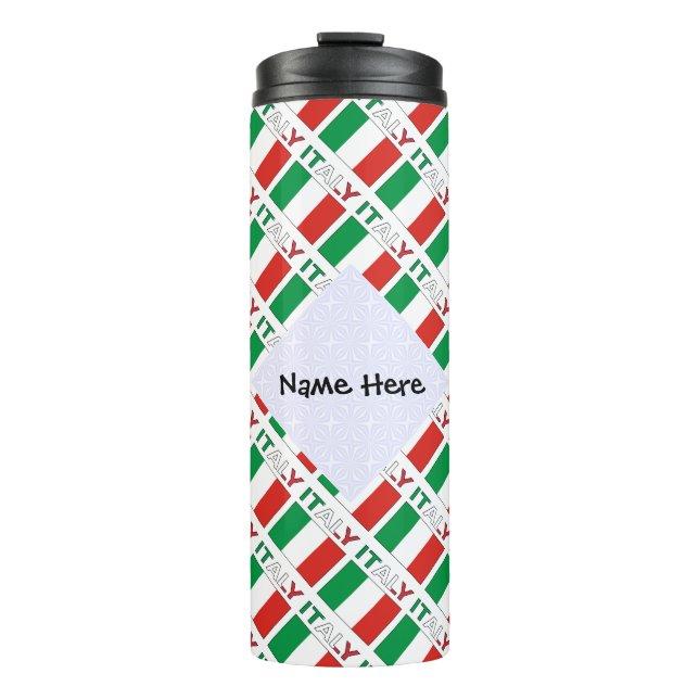 Italy Italian Flag Tiled Black Personalization  Thermal Tumbler (Front)