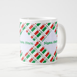 Italy Italian Flag Tiled Green Personalized Large Coffee Mug