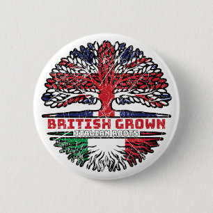 Italy Italian Uk United Kingdom British Tree Roots 2 Inch Round Button