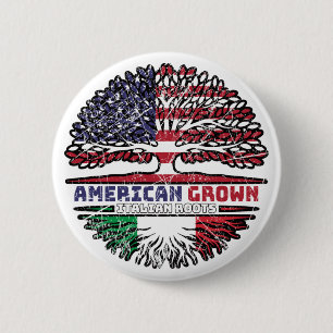 Italy Italian US American USA United States Tree 2 Inch Round Button