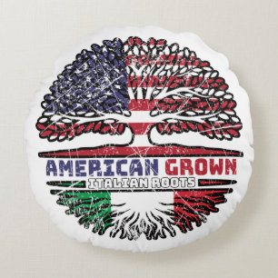 Italy Italian US American USA United States Tree Round Pillow