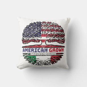 Italy Italian US American USA United States Tree Throw Pillow