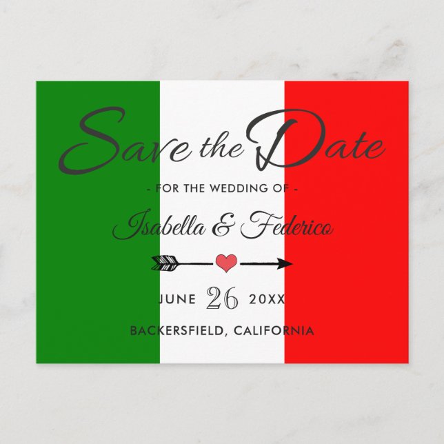 Italy Italian Wedding Save the Date Announcement Postcard (Front)