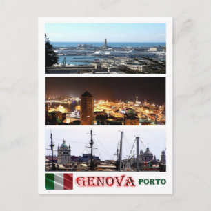 Italy - Liguria - Genoa - Mosaic - Harbour - Postcard
