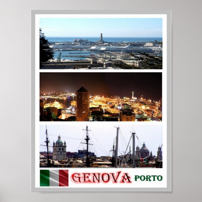 Italy - Liguria - Genoa - Mosaic - Harbour - Poster (Front)