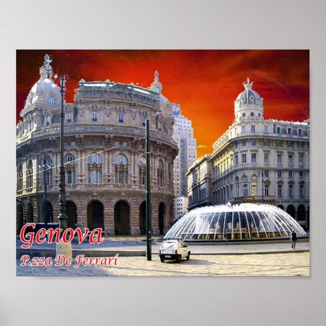 Italy - Liguria - Genoa - Piazza Ferrari - Poster (Front)