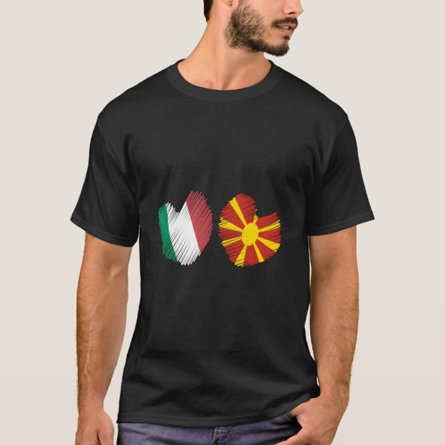 Italy Macedonia He Italian Flag Macedonian Flag He T-Shirt (Front)