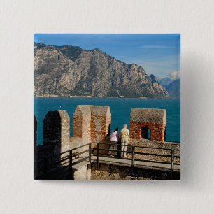 Italy, Malcesine, view from castle tower of 2 Inch Square Button