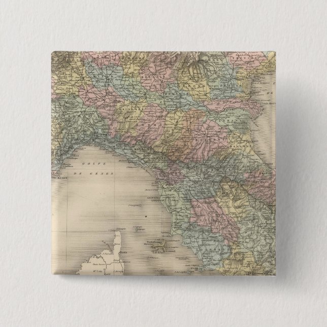Italy Map 2 Inch Square Button (Front)