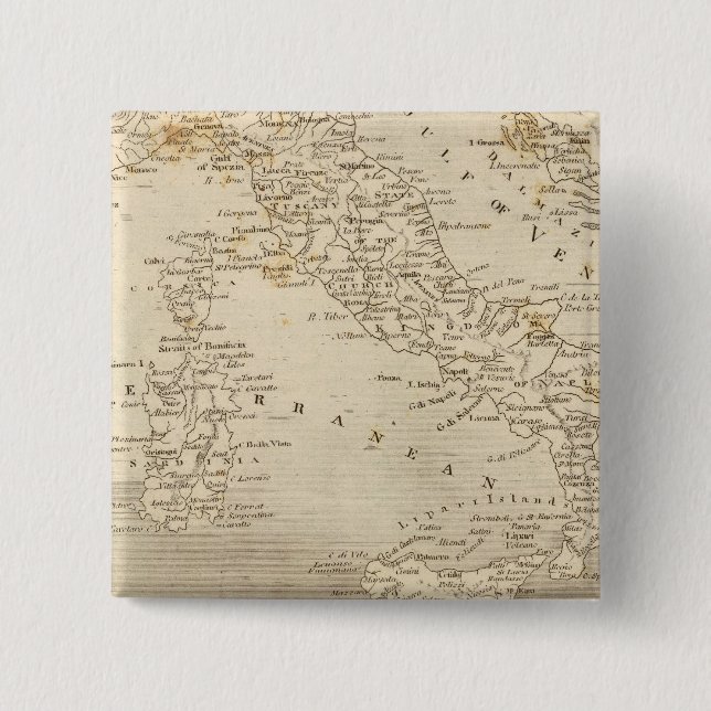 Italy Map by Arrowsmith 2 Inch Square Button (Front)
