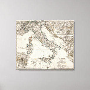 Italy Map by Stieler Canvas Print
