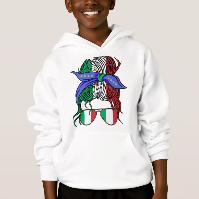 Italy messy bun with Italian Flag (Front)