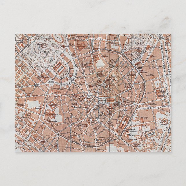 Italy - Milan City Map Postcard (Front)