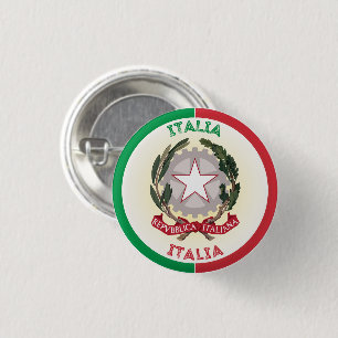 Italy National Emblem Circle Shape 1 Inch Round Button