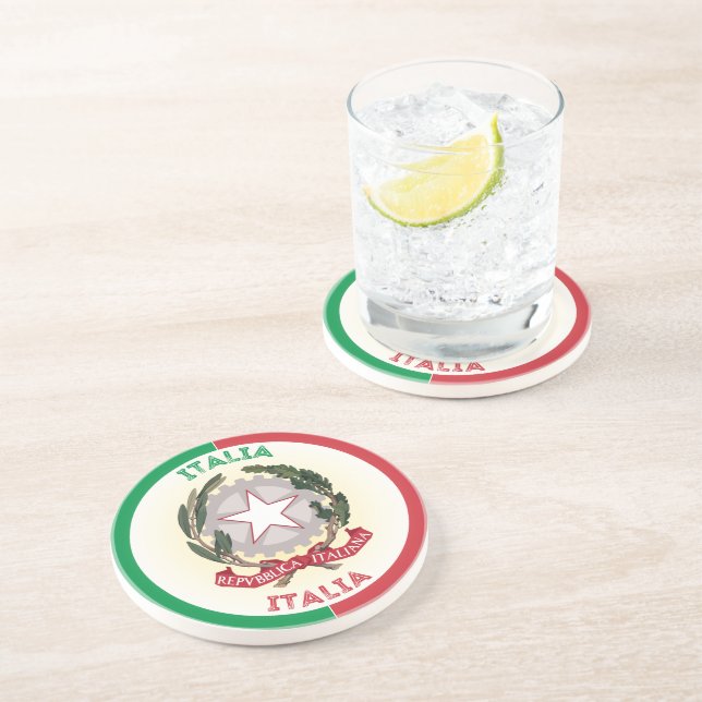Italy National Emblem Circle Shape Coaster (Side)