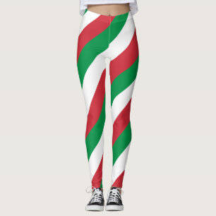 Italy National Flag Colours Diagonal Striped Leggings