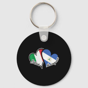 Italy Nicaragua Flag Heart Half Italian Half Nicar Keychain