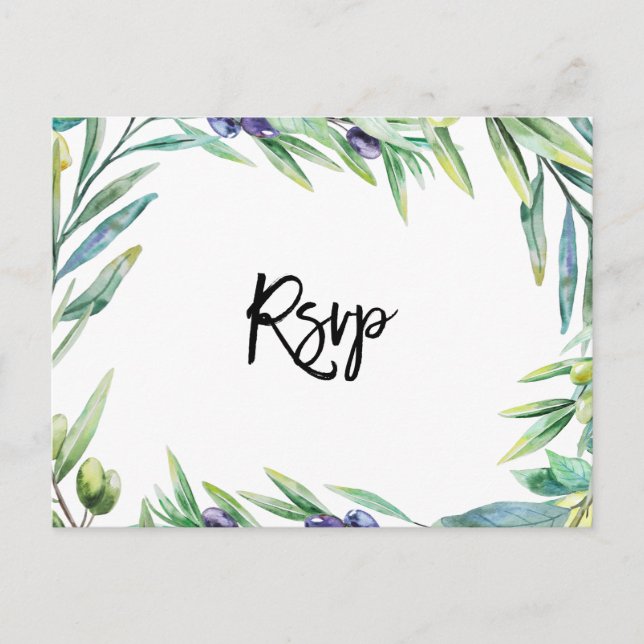 italy olives and lemons wedding rsvp postcard (Front)
