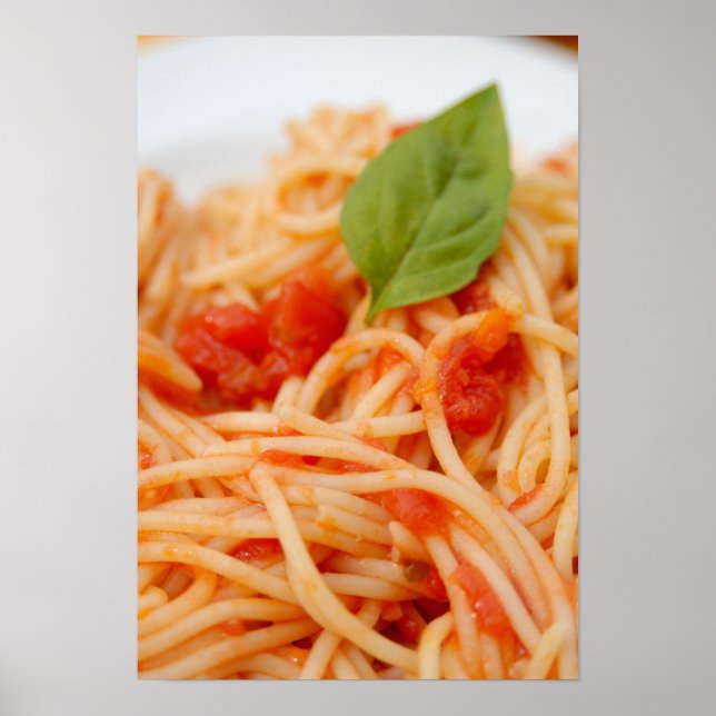 Italy, Orta, Lake Orta, spaghetti with tomato Poster (Front)