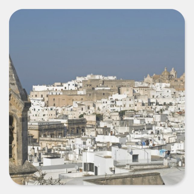 Italy, Ostuni, close up view of old city Square Sticker (Front)