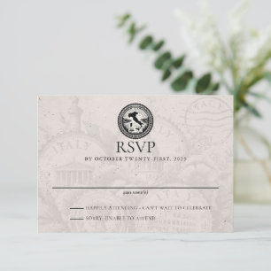 Italy Passport Wedding RSVP Card
