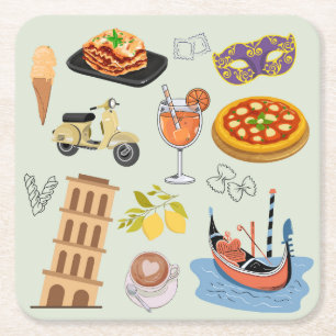 Italy Perfect Vacation Square Paper Coaster