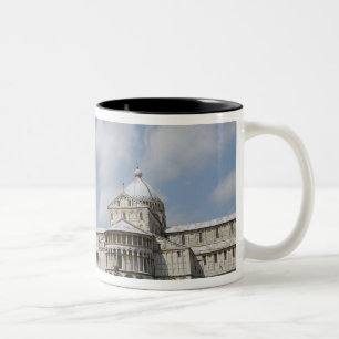 Italy, Pisa. Leaning Tower of Pisa and Two-Tone Coffee Mug
