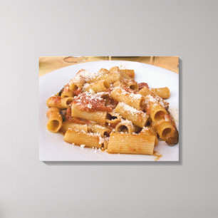 Italy, Positano. Display plate of rigatoni. Canvas Print