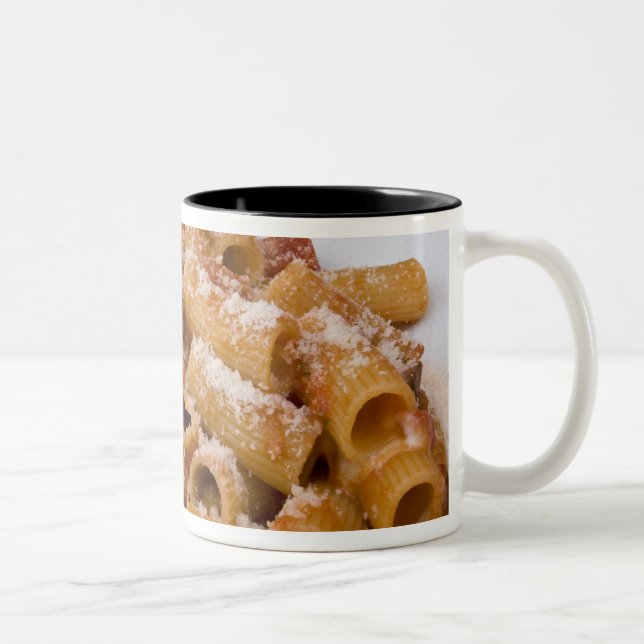 Italy, Positano. Display plate of rigatoni. Two-Tone Coffee Mug (Right)