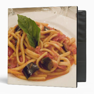 Italy, Positano. Plate of pasta and eggplant. Binder