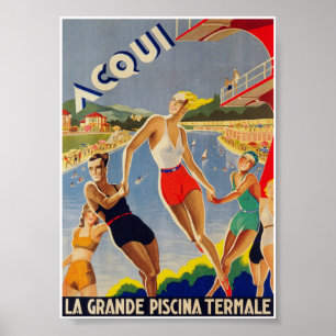 Italy Print, Piscina, Retro Vintage Travel Poster
