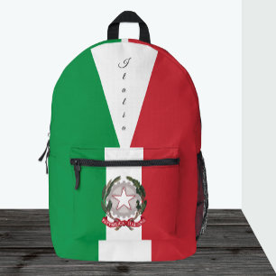 Italy, red / green backpack, Italian Flag Printed Backpack
