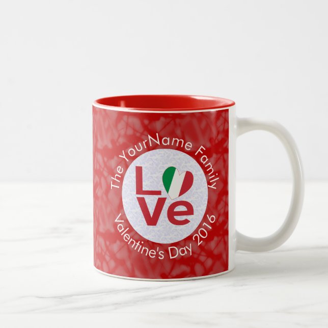 Italy Red LOVE Flag Personalized  Two-Tone Coffee Mug (Right)