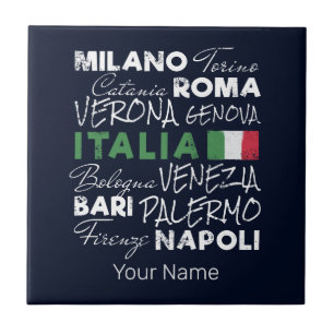 Italy Retro City And Flag Vintage Holiday Souvenir Tile