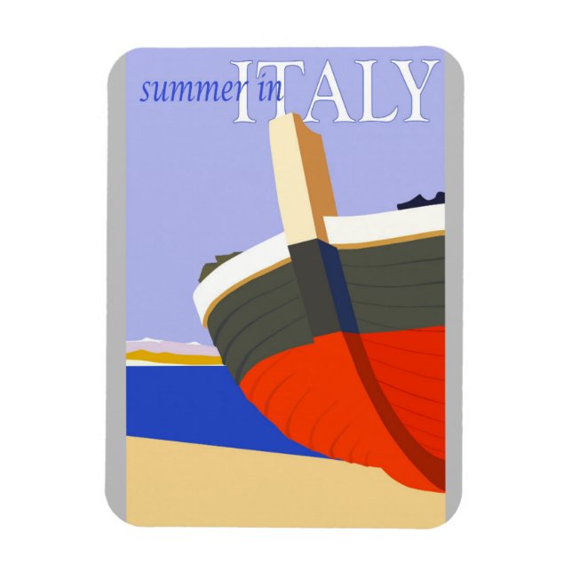 Italy Retro Vintage Italian Beach Travel Poster Magnet (Vertical)