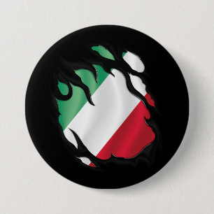 Italy Ripped Flag 3 Inch Round Button