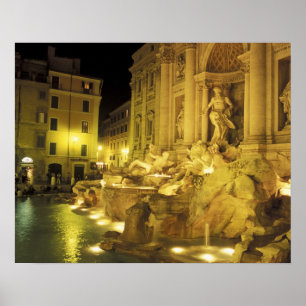 Italy, Rome. Trevi Fountain at night. Poster