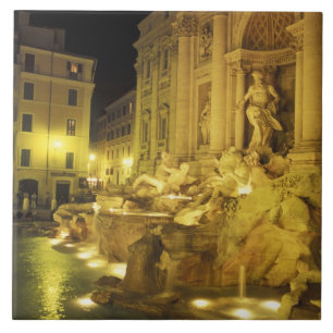 Italy, Rome. Trevi Fountain at night. Tile